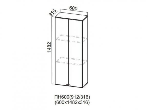 Пенал-надстройка 600 ПН600_912 1482х600х316мм Прованс