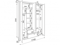 Шкаф 4-х дверный Саванна М01 ШхВхГ 1740х2300х510 мм